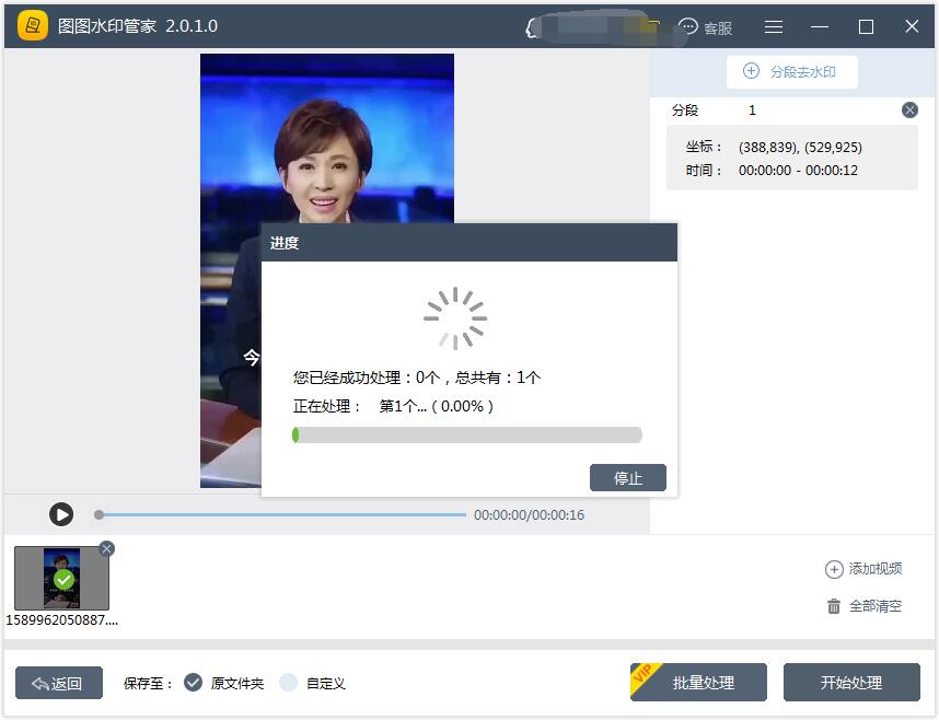 图5;视频去水印进行时