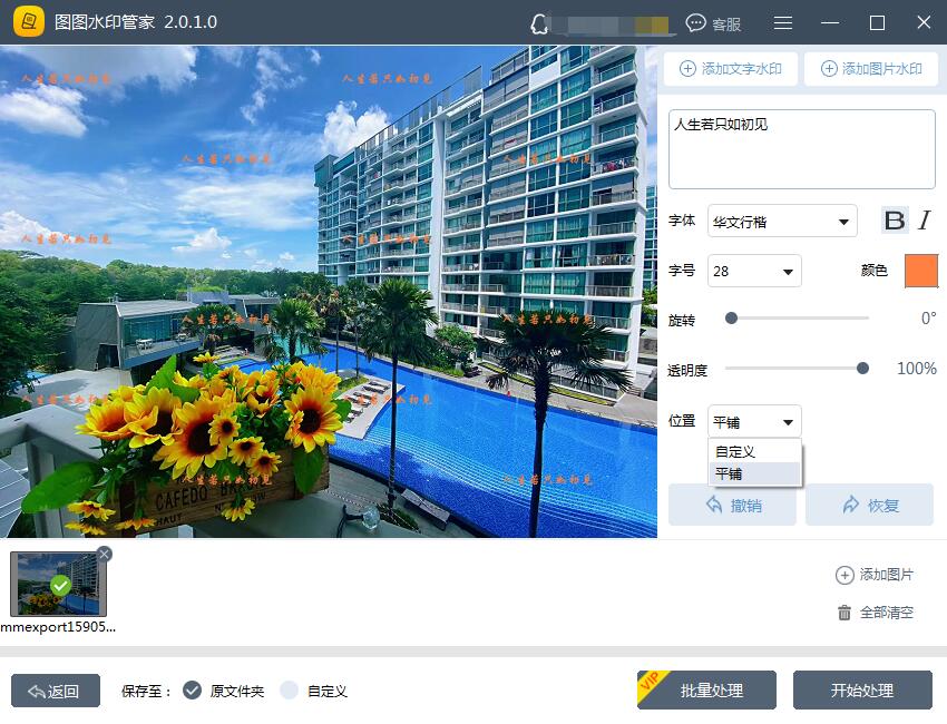 图4:添加水印并设置相关参数